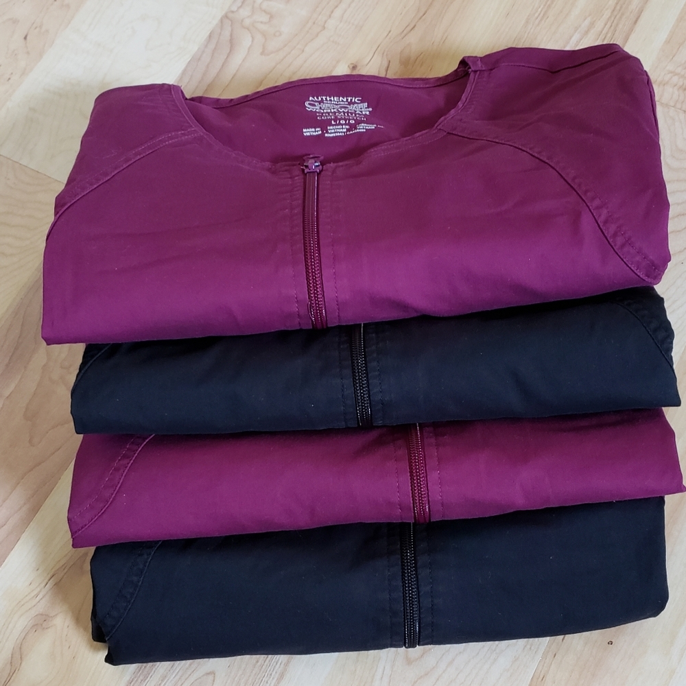 Scrub jackets cranberry color only 2 for$30 or one for $15 black sold